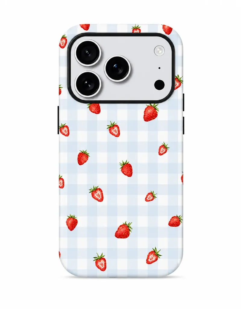 Soft Pastel Strawberry Checkered iPhone Case